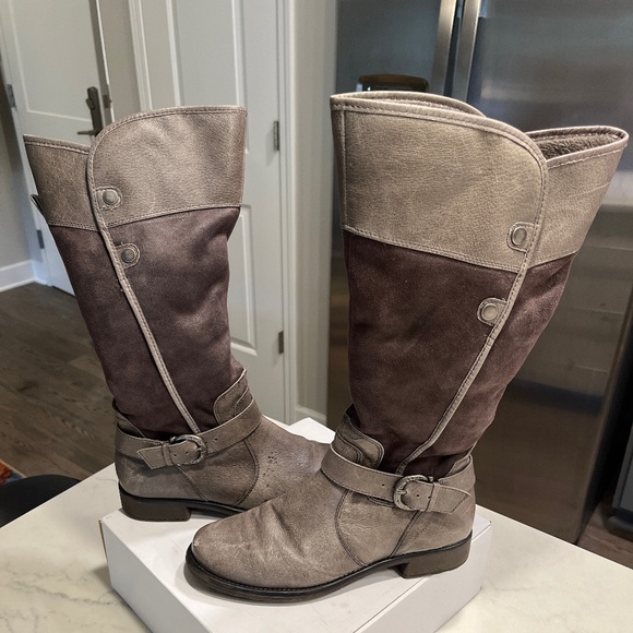 BareTraps Shoes - Baretraps gray leather riding boot size: 8.5